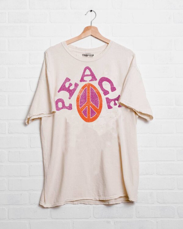 Peace Sign Off White Thrifted Tee