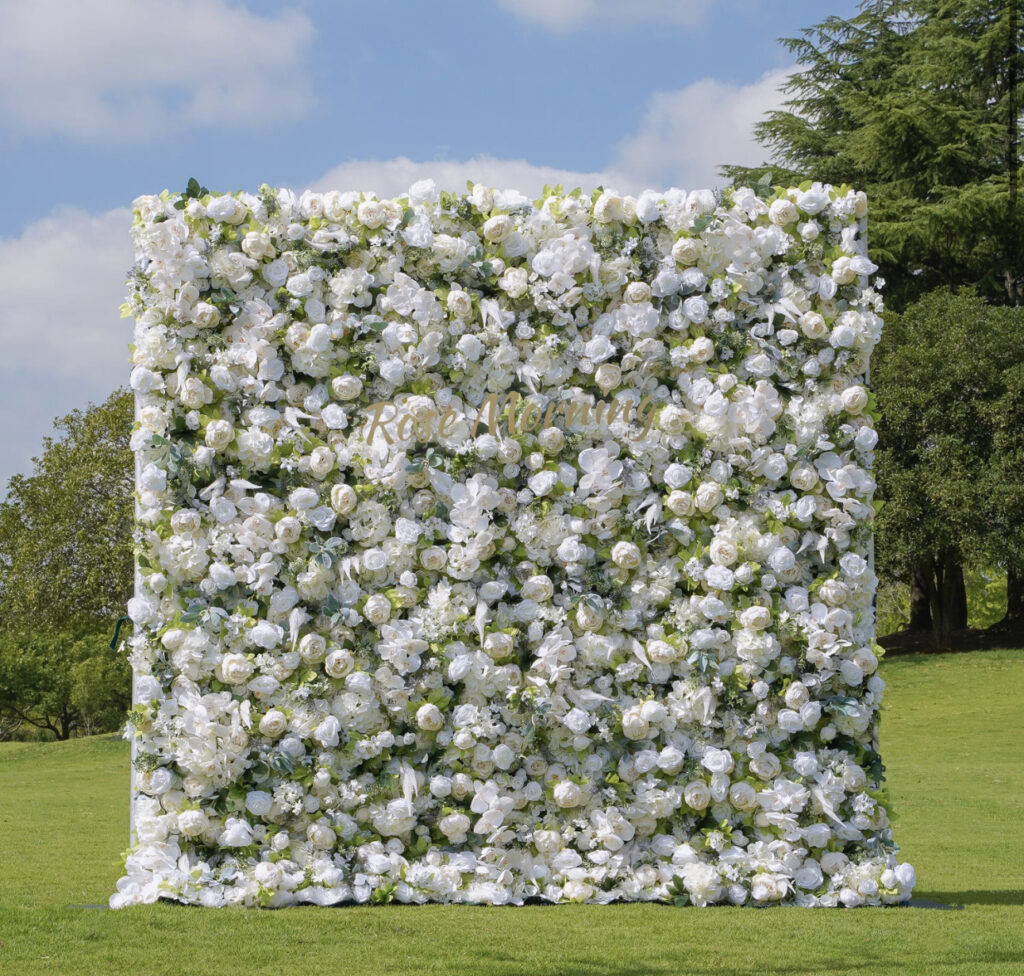 White and green flower wall